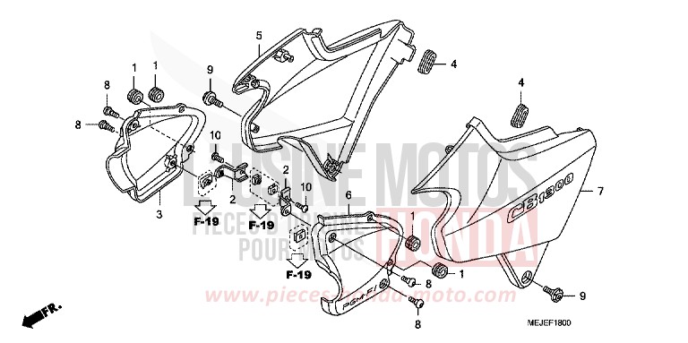 SIDE COVER for CB1300 Super Bold'or ABS PEARL FADELESS WHITE (NH341KF) from 2007